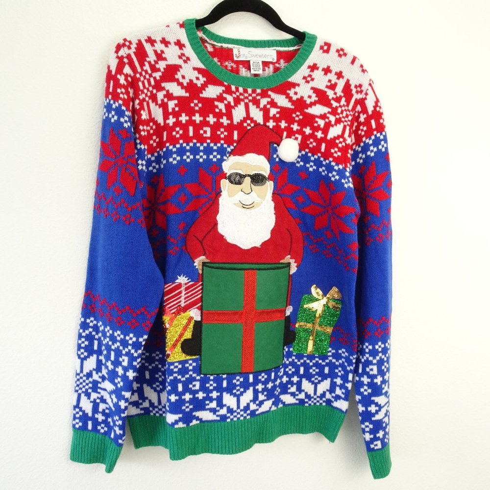 Jolly Sweaters Ugly Santa Christmas Sweater Medium #20